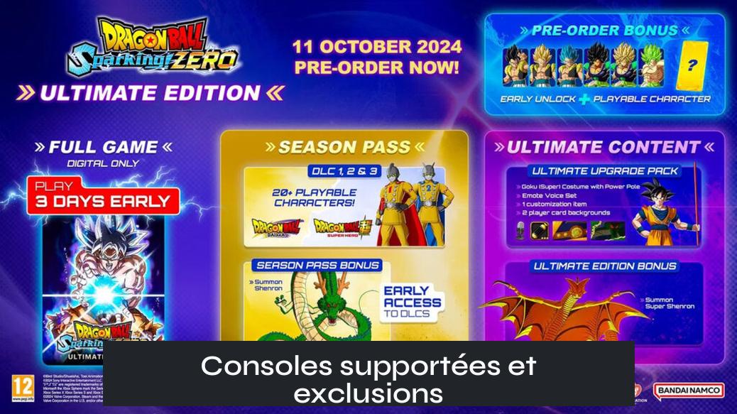 Consoles supportées et exclusions