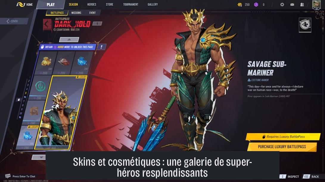 Skins et cosmétiques : une galerie de super-héros resplendissants
