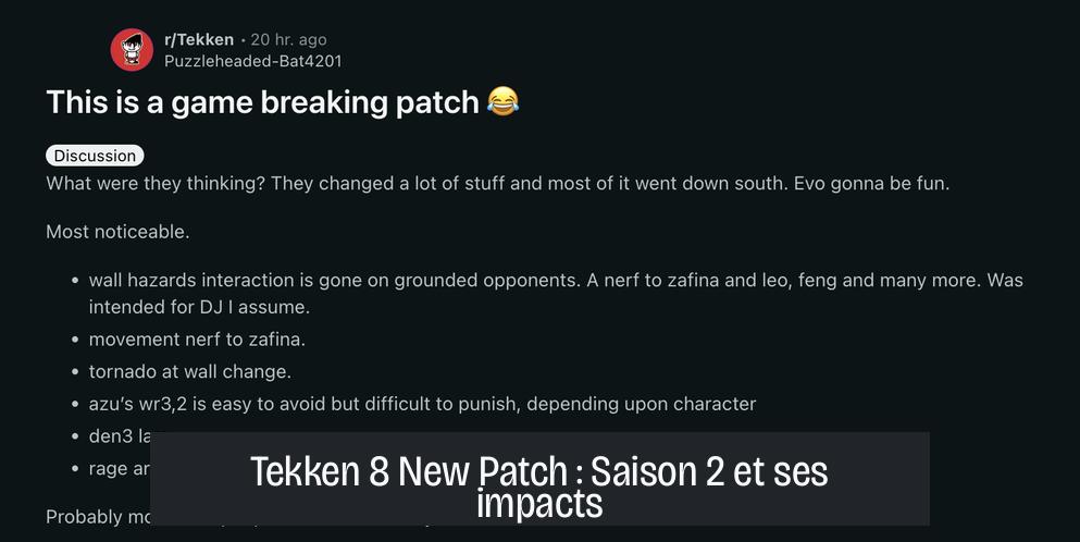 Tekken 8 New Patch : Saison 2 et ses impacts