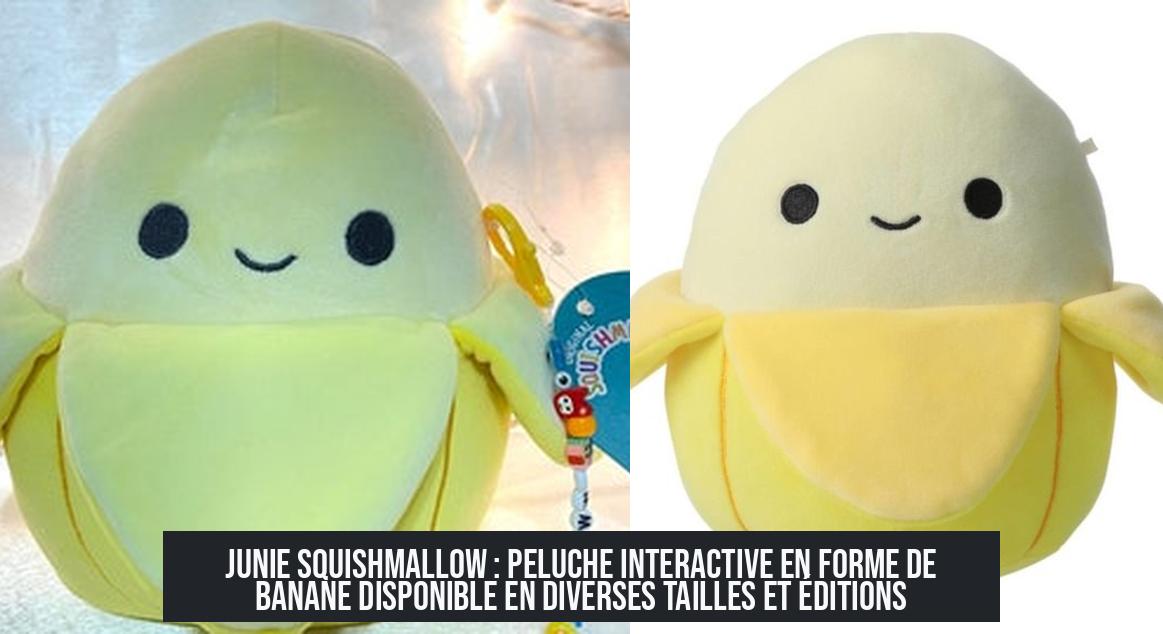 junie_squishmallow Junie Squishmallow : Peluche interactive en forme de banane disponible en diverses tailles et éditions