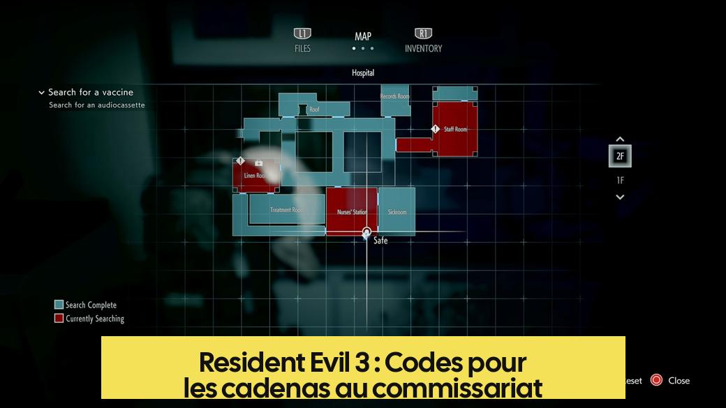 Resident Evil 3 : Codes pour les cadenas au commissariat
