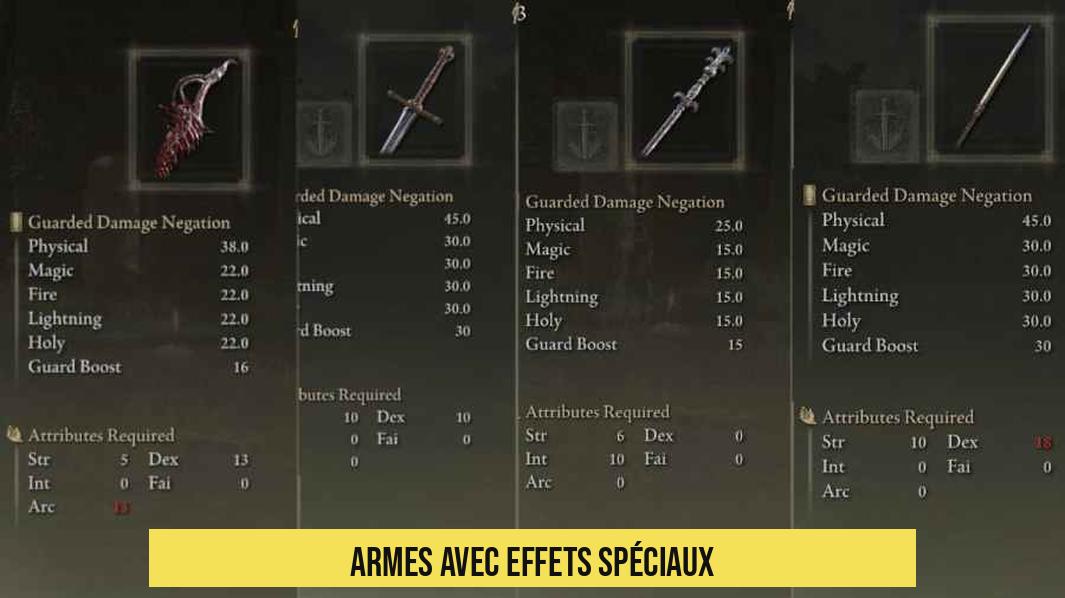 Armes avec effets spéciaux