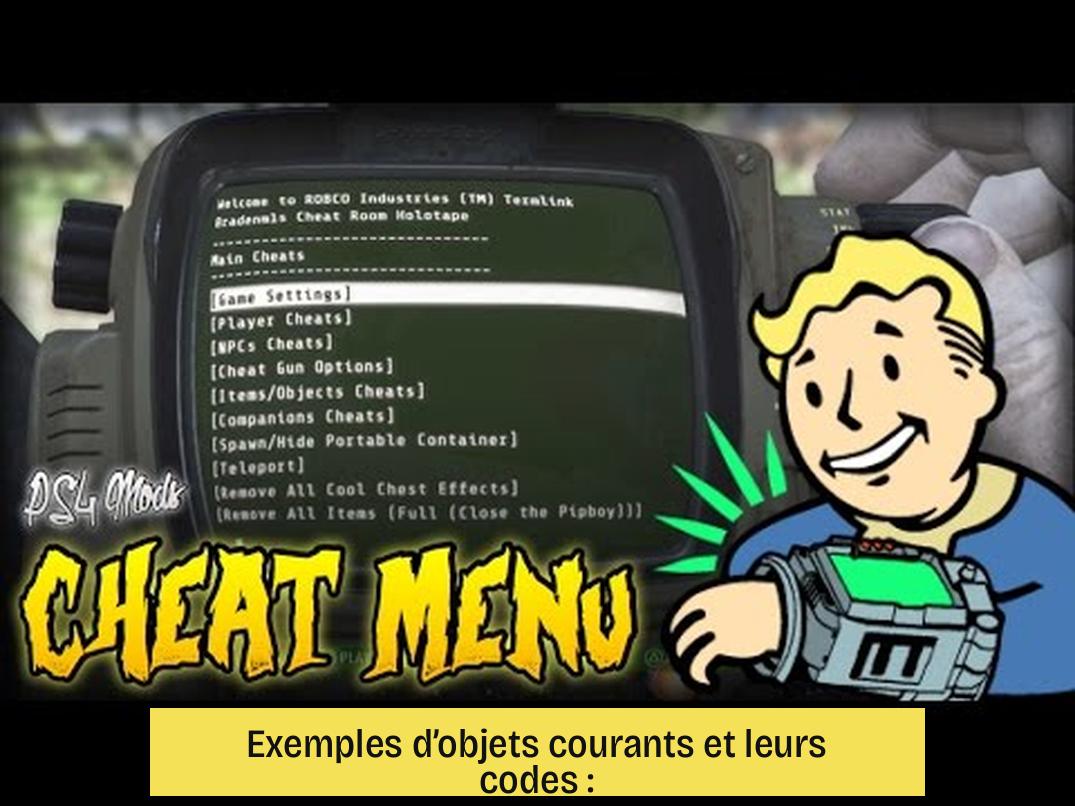 Exemples d’objets courants et leurs codes :