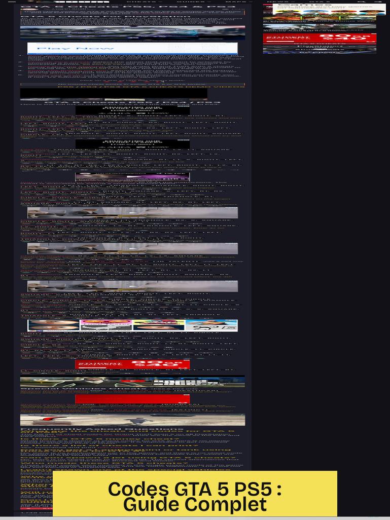 Codes GTA 5 PS5 : Guide Complet