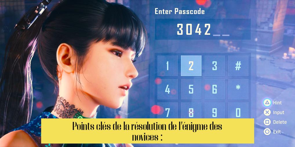 Points clés de la résolution de l’énigme des novices :