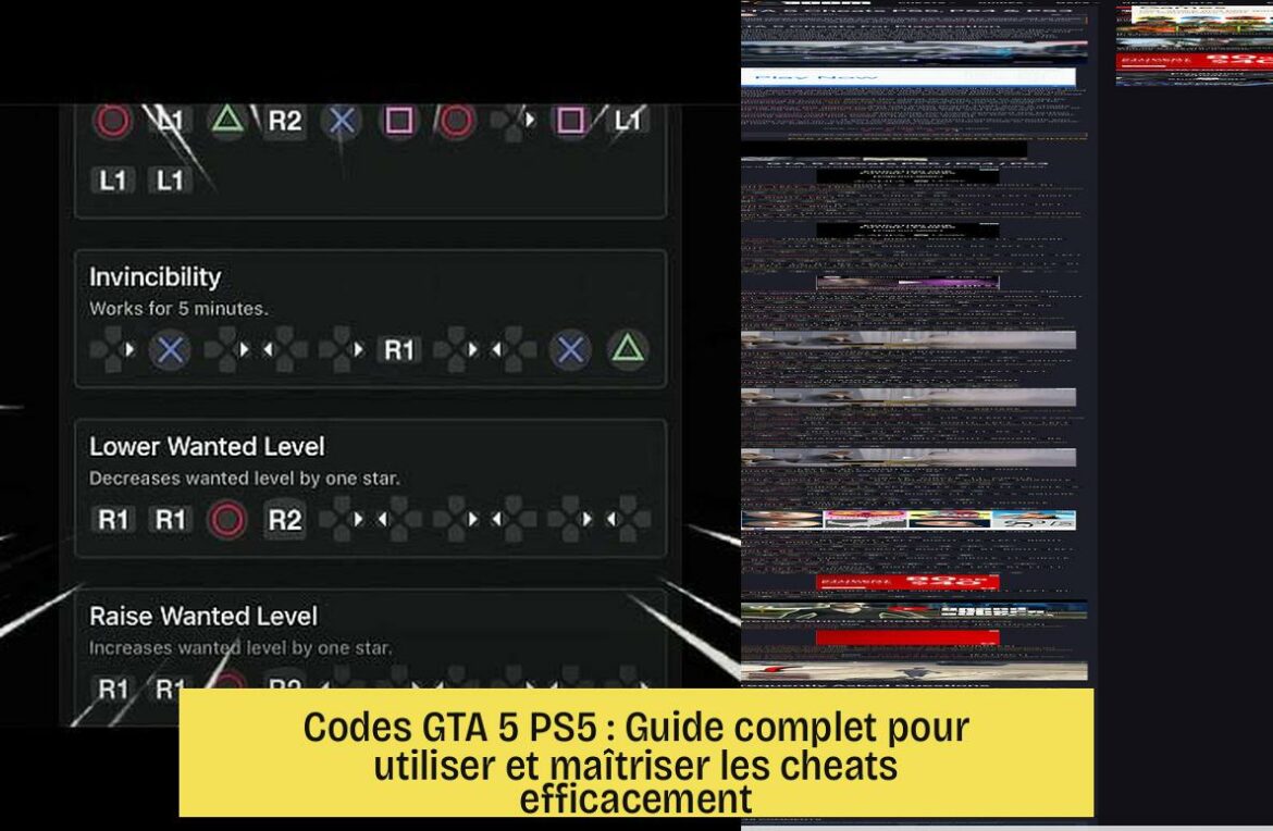 Codes GTA 5 PS5 : Guide complet pour utiliser et maîtriser les cheats efficacement